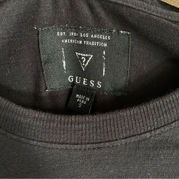 Guess Mens Black Cotton Crewneck Longsleeve Shirt Size Small - Picture 3 of 7